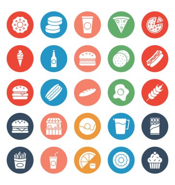 Gıda, içecekler, meyve, kolayca değiştirilebilir veya düzenlediğiniz sebze Vector Icons set
