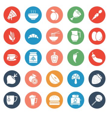 Gıda, içecekler, meyve, kolayca değiştirilebilir veya düzenlediğiniz sebze Vector Icons set