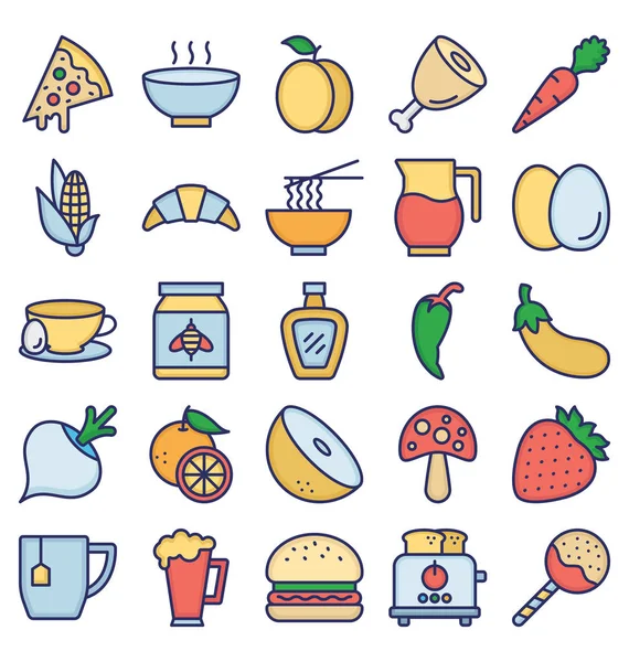 Food, Drinks, Fruits, Vegetables Vector Icons set That can be easily modified or edit