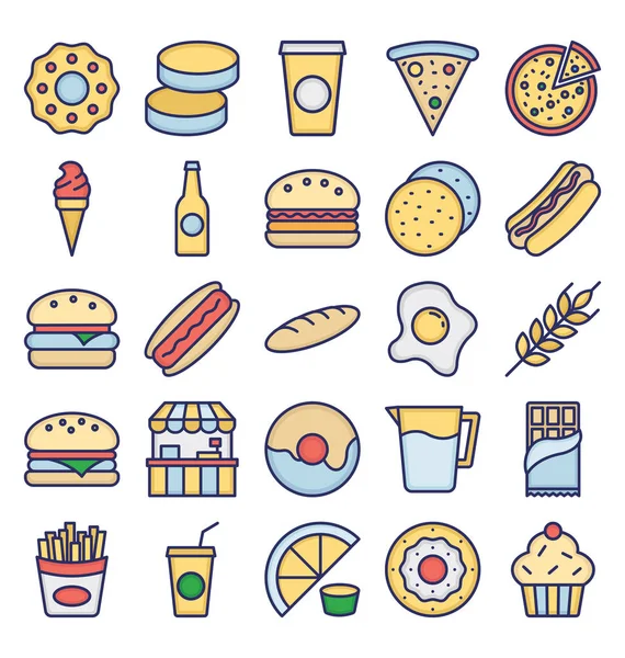 Food, Drinks, Fruits, Vegetables Vector Icons set That can be easily modified or edit