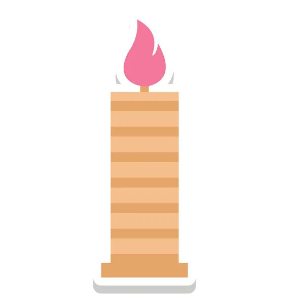 Burning Candle Isolated Vector Icon Can Easily Modified Edit — Stock Vector