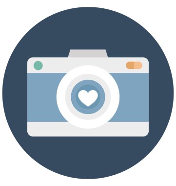 Kolayca değiştirilebilir veya düzenlediğiniz kamera izole vektör simgesi