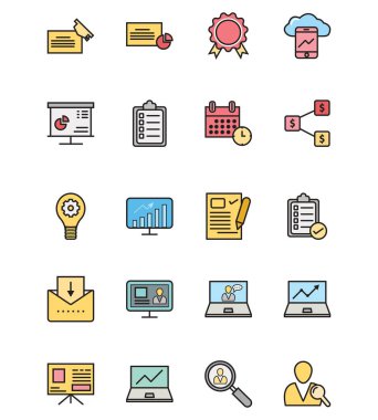 Kolayca değiştirilebilir veya düzenlediğiniz şirket vektör izole Vector Icons set