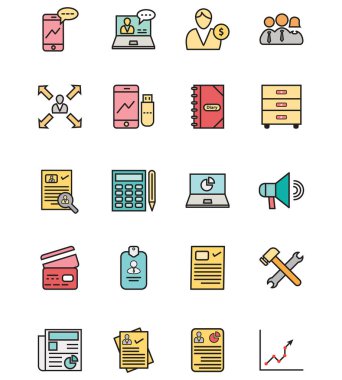 Kolayca değiştirilebilir veya düzenlediğiniz şirket vektör izole Vector Icons set