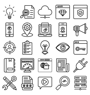 Web ve Seo izole vektör simgeleri kolayca değiştirilebilir veya düzenlediğiniz ayarla. 