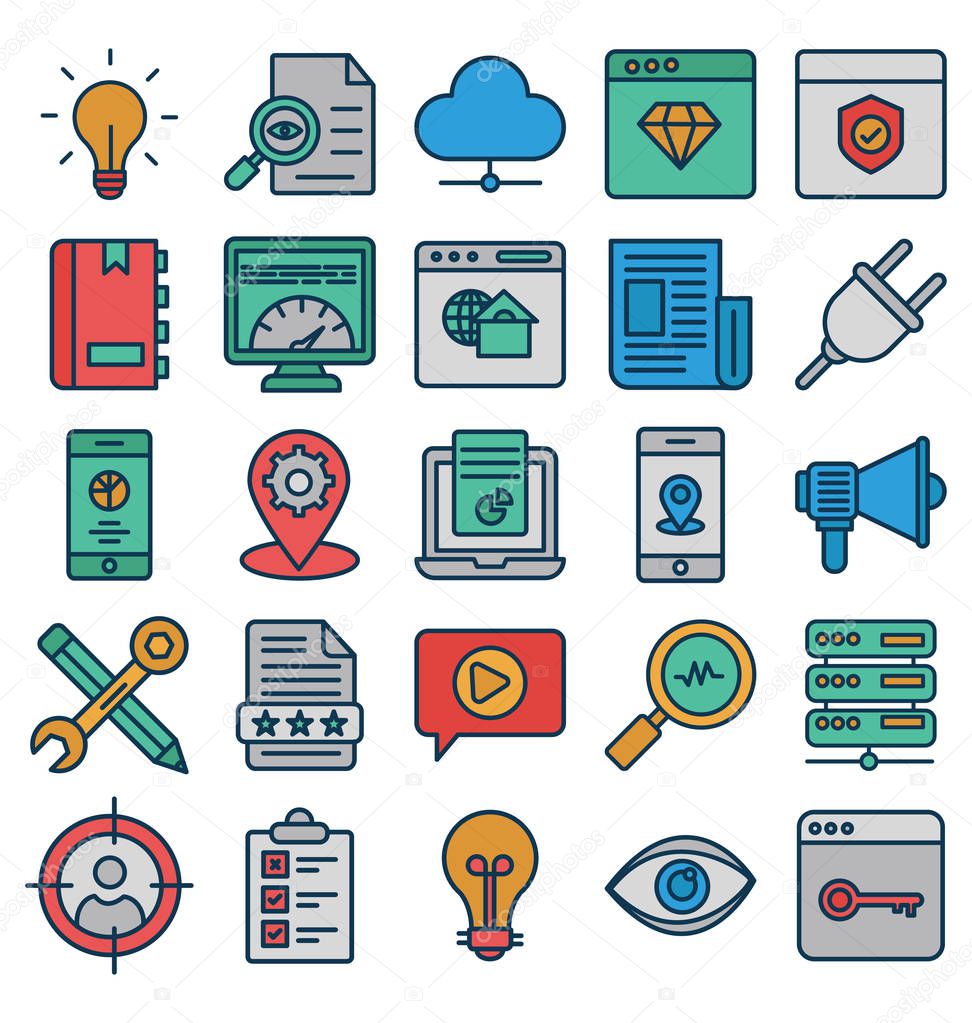 Web and SEO Isolated Vector Icons Set that can be easily modified or Edit. 