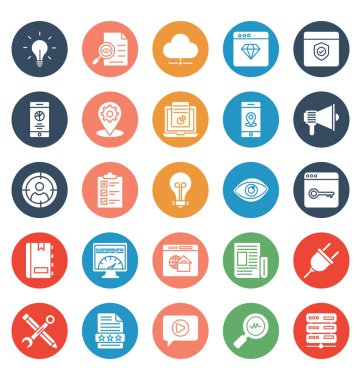 Web ve Seo izole vektör simgeleri kolayca değiştirilebilir veya düzenlediğiniz ayarla. 