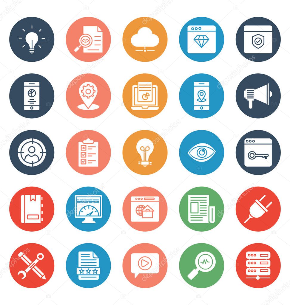 Web and SEO Isolated Vector Icons Set that can be easily modified or Edit. 