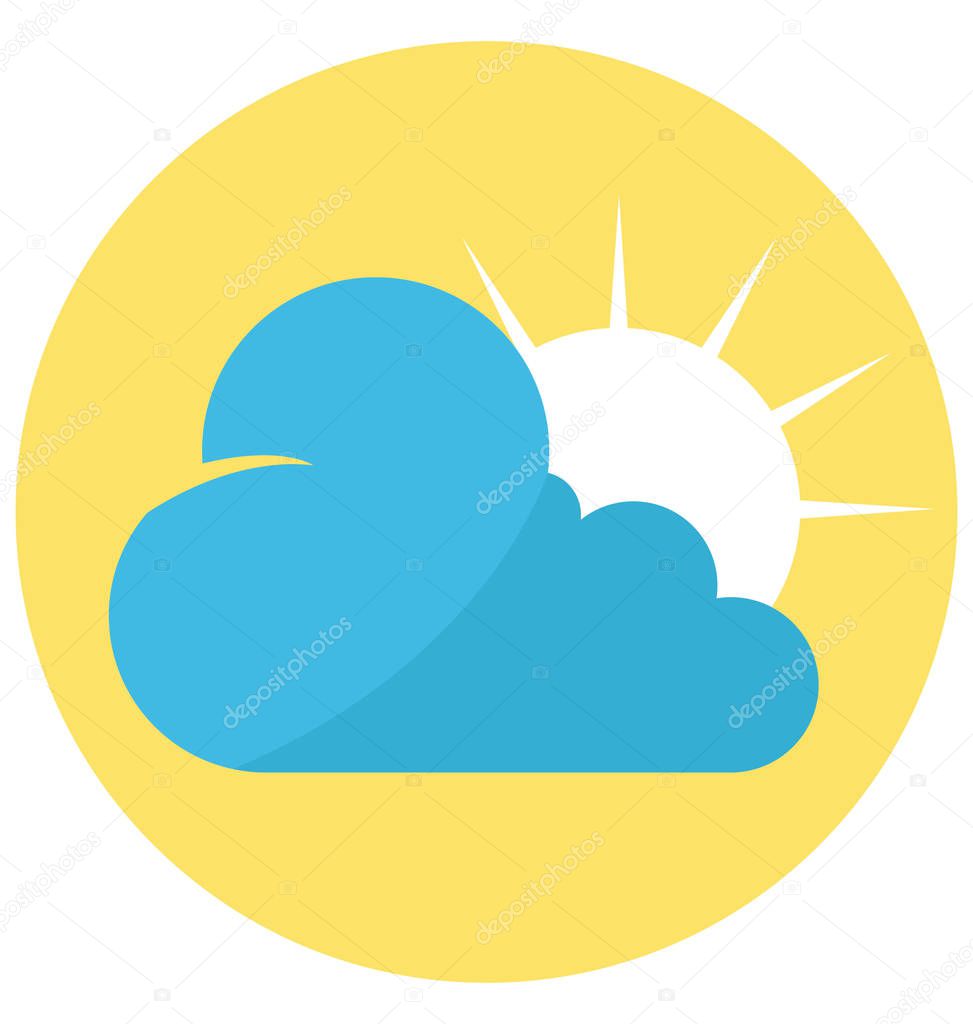 Cloudy Day Color Isolated Vector Icon that can be easily modified or edit