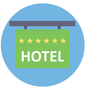 Kolayca değiştirilebilir veya düzenlediğiniz hotel tabela renk izole vektör simgesi