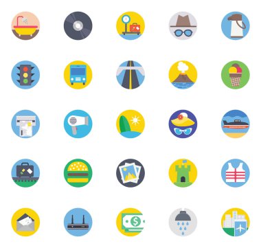 Kolayca değiştirilebilir veya düzenlediğiniz renk izole Vector Icons set seyahat 