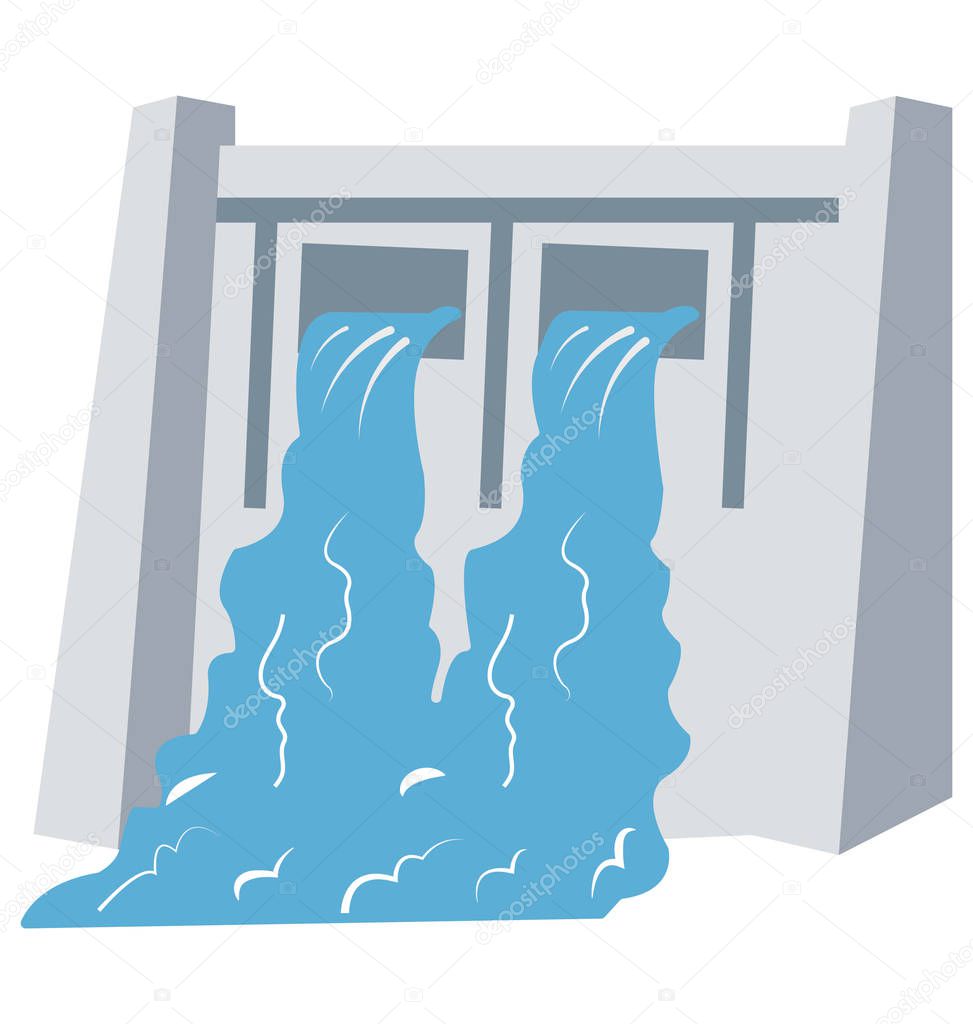 Water Dam Isolated Color Vector icon that can be easily modified or edit