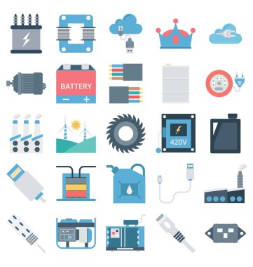 Güç ve enerji izole vektör simgeleri kolayca değiştirilebilir veya düzenlediğiniz ayarla