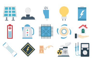 Güç ve enerji izole vektör simgeleri kolayca değiştirilebilir veya düzenlediğiniz ayarla