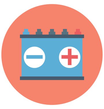 Kolayca değiştirilebilir veya düzenlediğiniz araba pil izole renk vektör simgesi