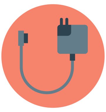 Kolayca değiştirilebilir veya düzenlediğiniz şarj cihazı izole renk vektör simgesi 