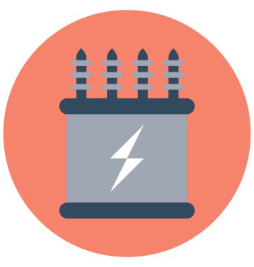 Kolayca değiştirilebilir veya düzenlediğiniz elektrik trafo izole renk vektör simgesi