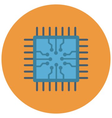 Çip, kolayca değiştirilebilir veya düzenlediğiniz bilgisayar izole renk vektör simgesi