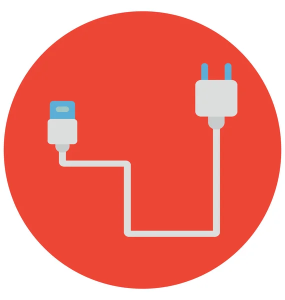 杰克电缆隔离颜色矢量图标 可以很容易地修改或编辑 — 图库矢量图片