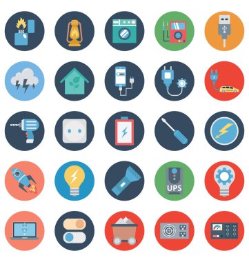 Güç ve enerji izole vektör simgeleri kolayca değiştirilebilir veya düzenlediğiniz ayarla