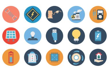 Güç ve enerji izole vektör simgeleri kolayca değiştirilebilir veya düzenlediğiniz ayarla