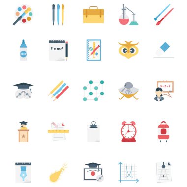 Eğitim renk kolayca değiştirilebilir veya düzenlediğiniz izole vektör simgeler paketi
