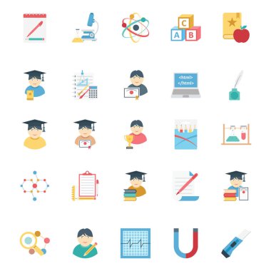 Eğitim renk kolayca değiştirilebilir veya düzenlediğiniz izole vektör simgeler paketi