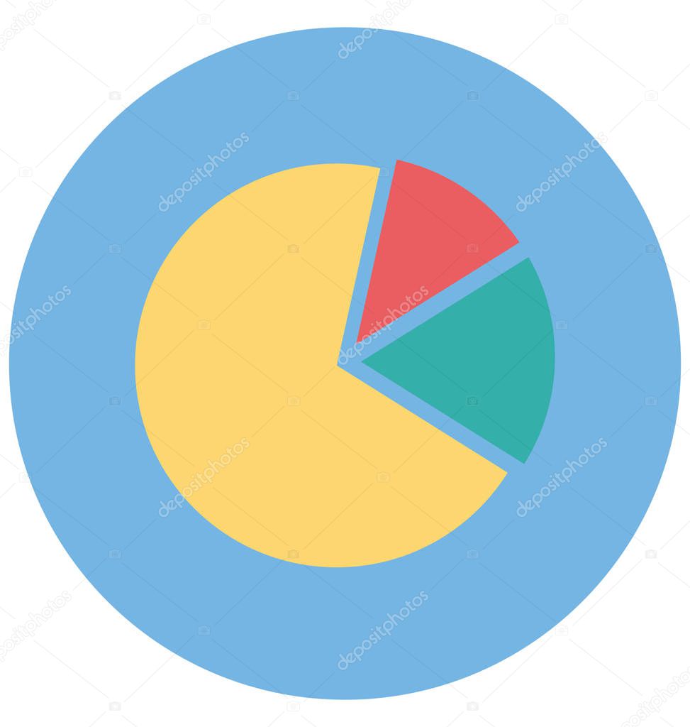 Pie Chart Color Isolated Vector Icon that can be easily modified or edit