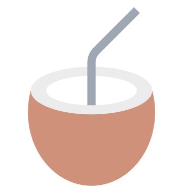 İçecek, Hindistan cevizi kolayca değiştirilebilir veya düzenlediğiniz izole renk vektör simgesi.