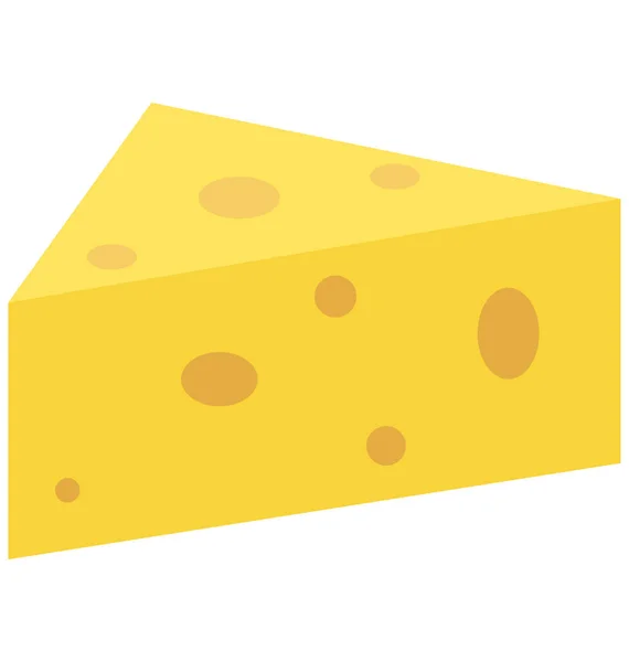 Queso Rebanada Queso Color Aislado Vector Icono Que Puede Modificar — Archivo Imágenes Vectoriales