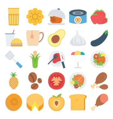 Gıda, meyve ve sebze renk Vector Icons Set bu-ebilmek kolayca değişiklik veya düzenleme