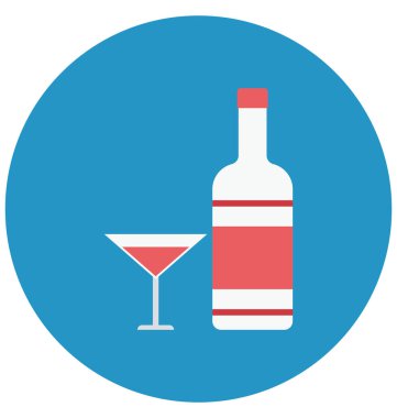 Alkol, alkollü içki kolayca değiştirilebilir veya düzenlediğiniz izole renk vektör simgesi.