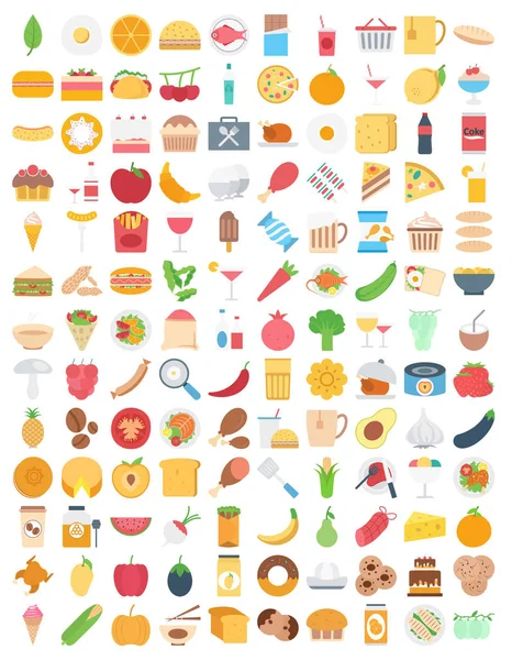 Voedsel Fruit Groente Kleur Vector Icons Set Die Kan Gemakkelijk — Stockvector