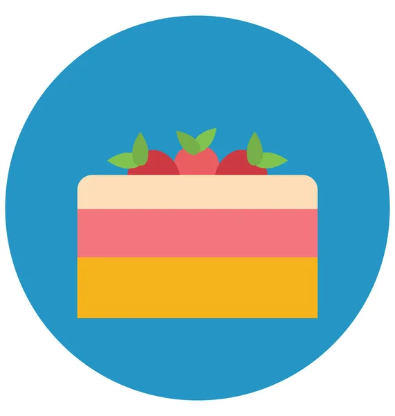 Tarta Pastel Cumpleaños Icono Vector Color Aislado Que Puede Modificar — Vector de stock