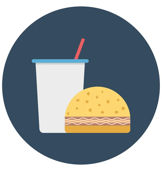 Burger Beber Ícone Vetor Cor Isolado Que Pode Ser Facilmente — Vetor de Stock