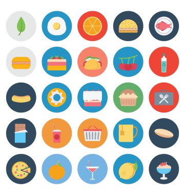 Gıda, meyve ve sebze renk Vector Icons Set bu-ebilmek kolayca değişiklik veya düzenleme