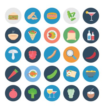 Gıda, meyve ve sebze renk Vector Icons Set bu-ebilmek kolayca değişiklik veya düzenleme