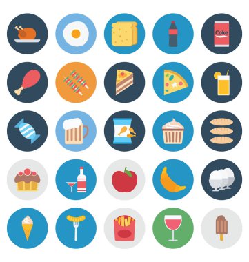 Gıda, meyve ve sebze renk Vector Icons Set bu-ebilmek kolayca değişiklik veya düzenleme