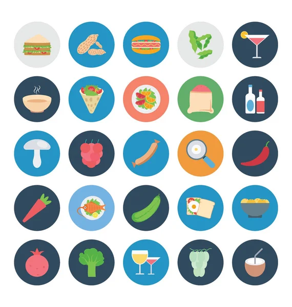 Gıda, meyve ve sebze renk Vector Icons Set bu-ebilmek kolayca değişiklik veya düzenleme