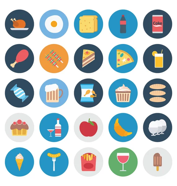 Gıda, meyve ve sebze renk Vector Icons Set bu-ebilmek kolayca değişiklik veya düzenleme