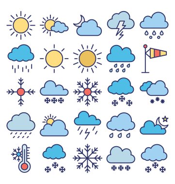 Kolayca düzenlemek veya değiştirmek hava malzeme vektör simgeler kümesi