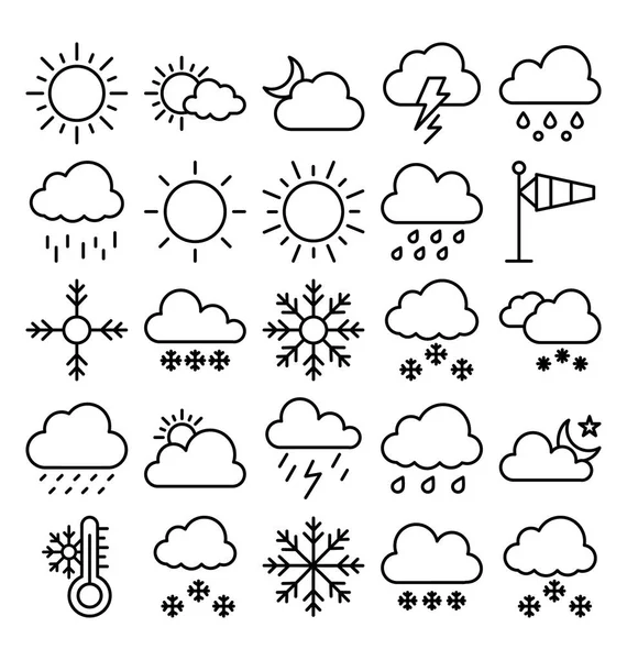 Weather Material Vector Icons Set Can Easily Modify Edit — Stock Vector