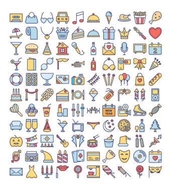 Olay kutlama, parti kutlama vektör simgeleri kolayca değiştirilebilir veya düzenlediğiniz Trendy renkleri ayarla