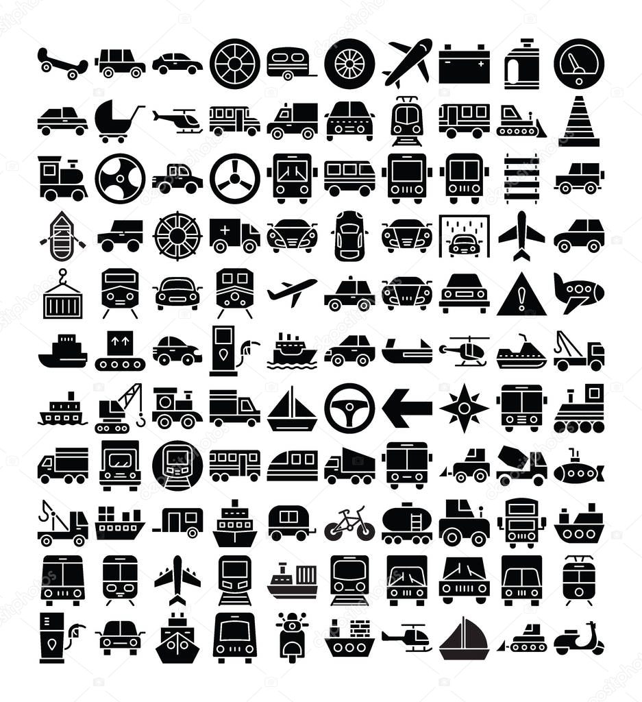 Transport Isolated Vector Icons Set that can be easily modified or edit