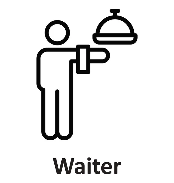 Kelner Białym Tle Vector Icon Który Można Łatwo Zmodyfikować Lub — Wektor stockowy