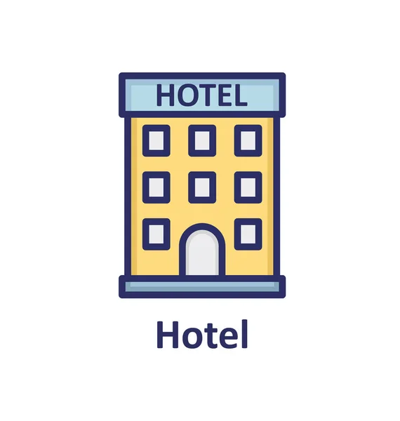 Edifício Hotel Isolado Vector Icon Que Pode Facilmente Modificar Editar — Vetor de Stock