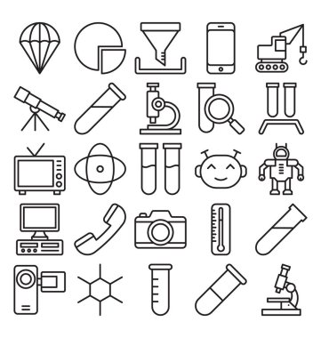 Bilim ve teknoloji izole Vector Icons set kolayca değiştirilebilir veya düzenleme