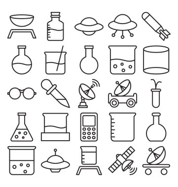Bilim ve teknoloji izole Vector Icons set kolayca değiştirilebilir veya düzenleme