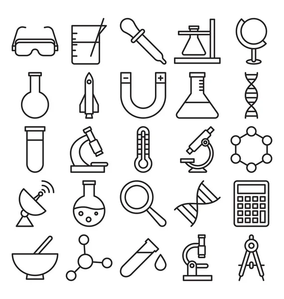Science Technology Isolated Vector Icons Set Consist Medical Lab Chemistry — Stock Vector
