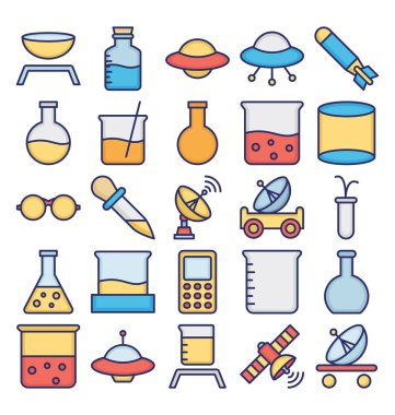 Bilim ve teknoloji izole Vector Icons set kolayca değiştirilebilir veya düzenleme